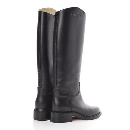 Chanel Calfskin Knee High Boots 38 Black 4 of 13