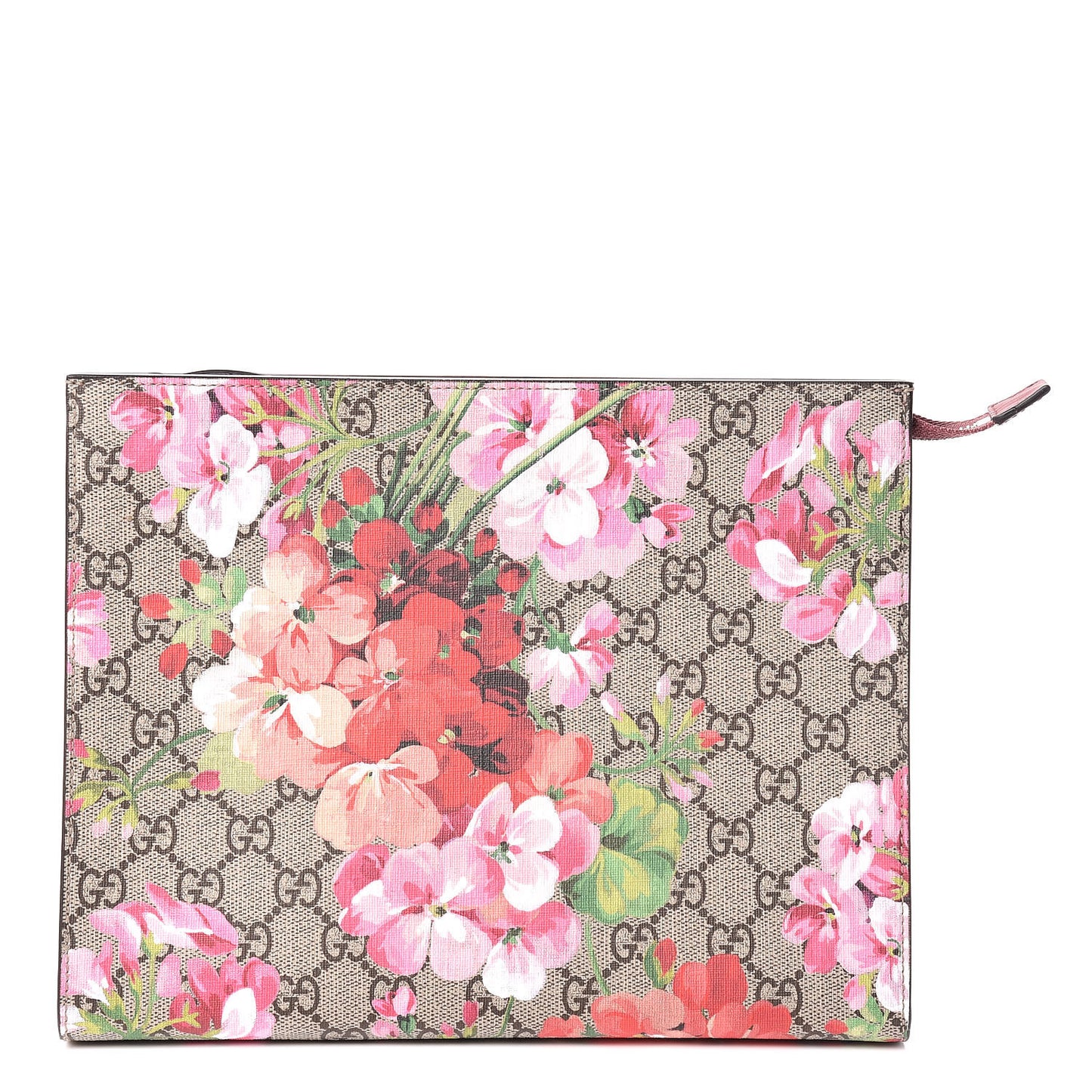 GG Supreme Monogram Blooms Large Cosmetic Case Beige Multicolor Dry Rose