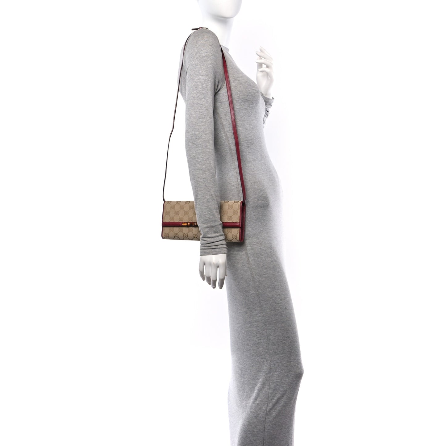 Monogram Bamboo Bar Clutch Red