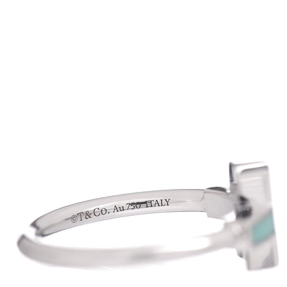 Tiffany 18K White Gold Diamond Turquoise T Wire Ring 54 7 5 of 6