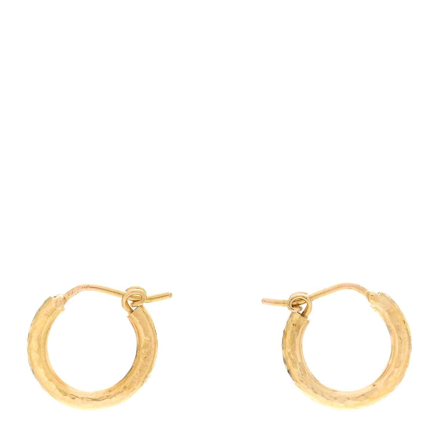 Elizabeth Locke 19K Yellow Gold Baby Hammered Hoop Earrings 3 of 4