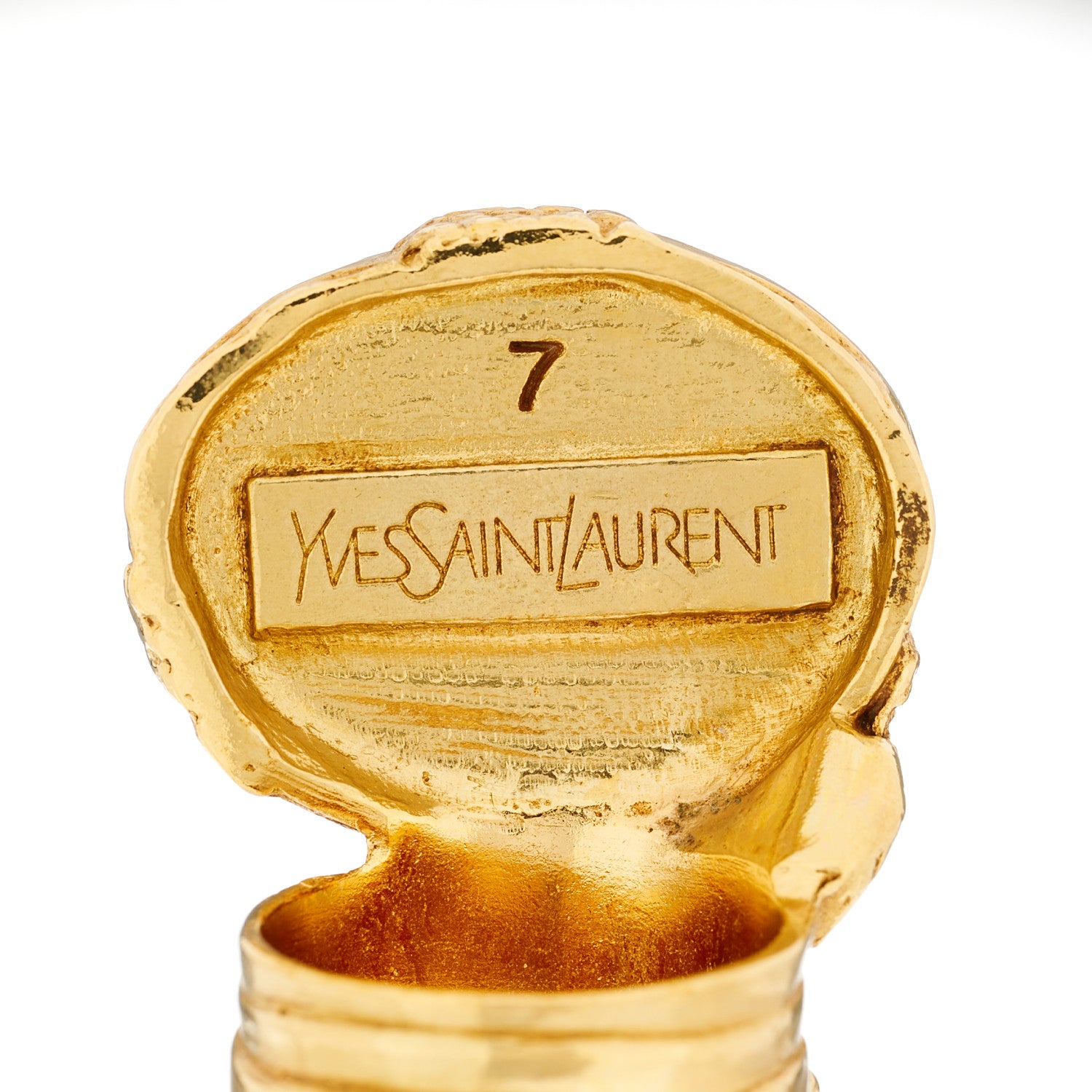 Saint Laurent Glass Cabochon Arty Ovale Ring 7 Gold Yellow 6 of 7
