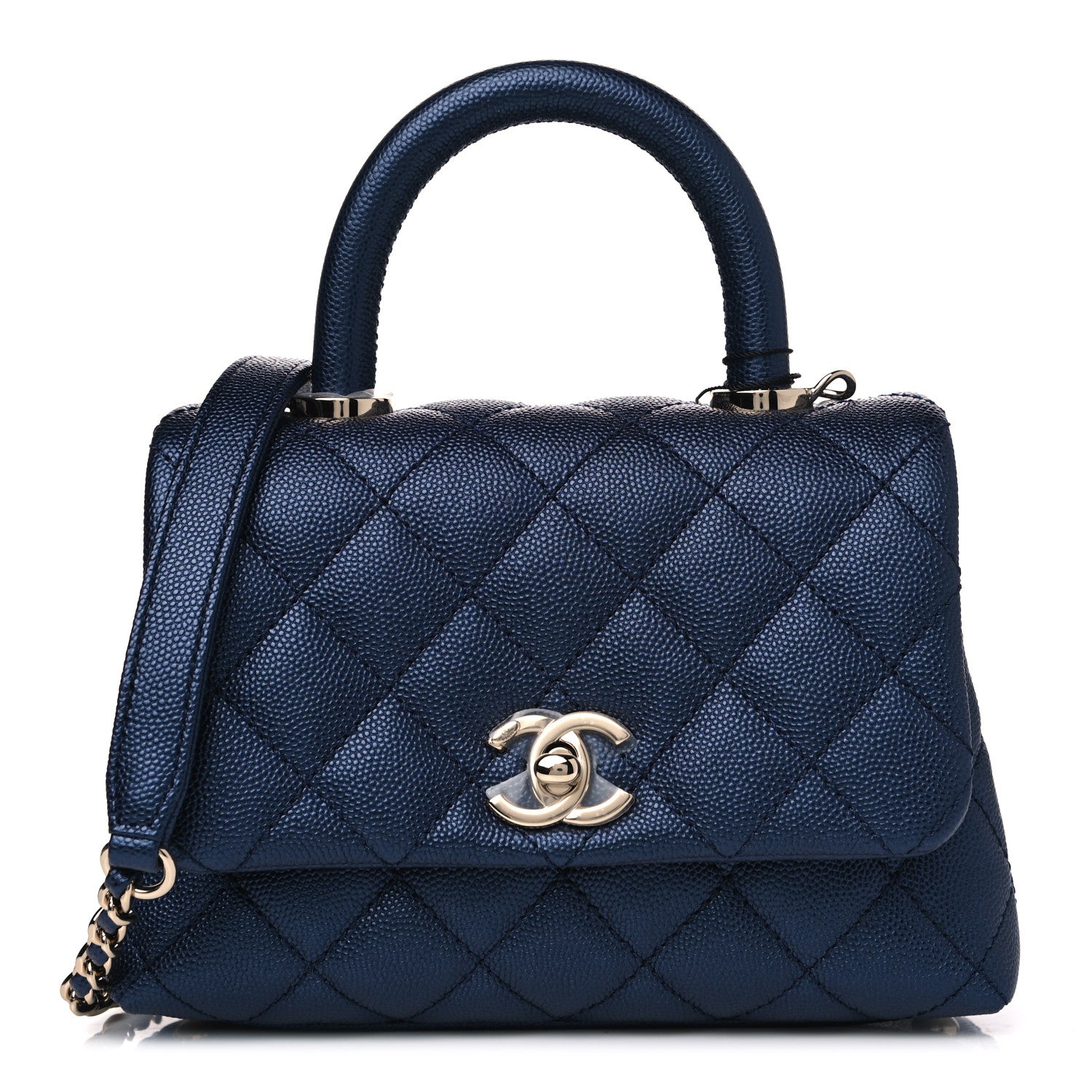 Chanel Iridescent Caviar Quilted Extra Mini Coco Handle Flap Dark Blue 1 of 4