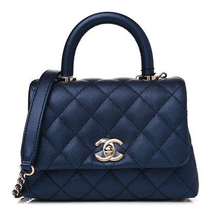 Chanel Iridescent Caviar Quilted Extra Mini Coco Handle Flap Dark Blue 1 of 4