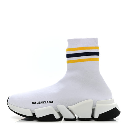 Balenciaga Technical 3D Recycled Knit Striped Womens Speed 2.0 Sneakers 38 White Multicolor 1 of 7