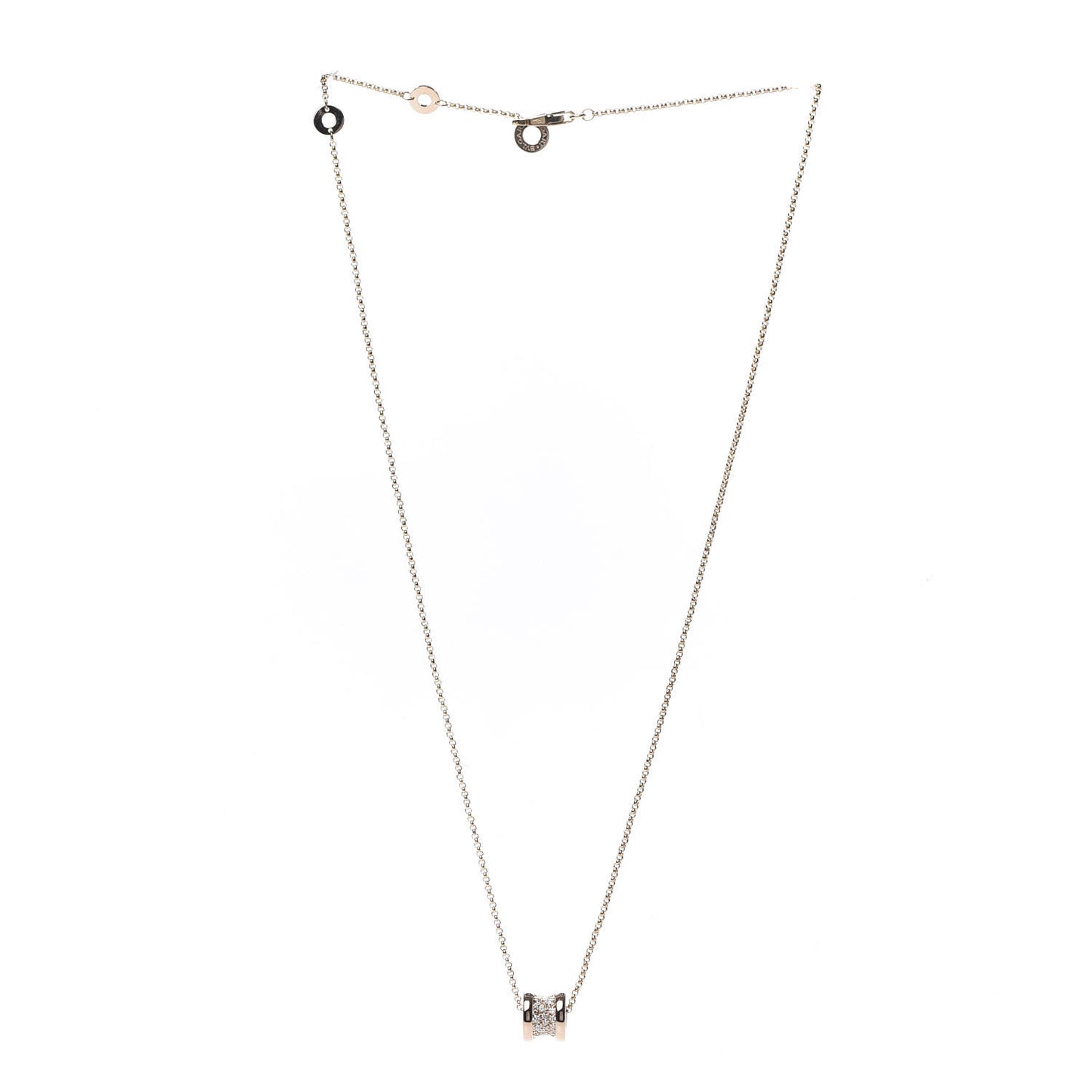 18K Rose Gold Diamond Small B.Zero1 Pave Pendant Necklace