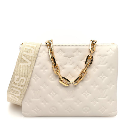 Louis Vuitton Lambskin Embossed Monogram Coussin PM Beige Cream 1 of 11
