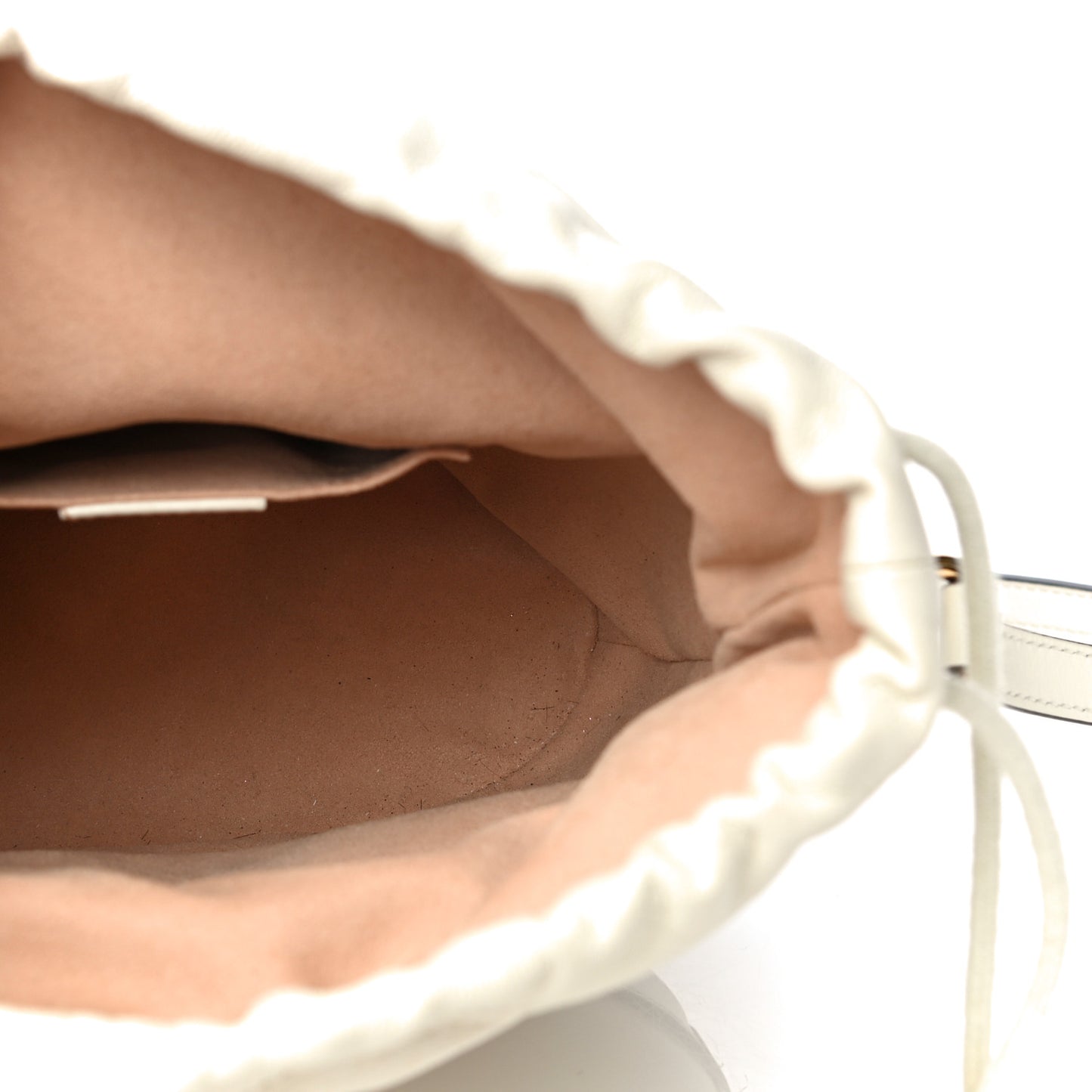 Azalea Sakai Calfskin Horsebit 1955 Drawstring Bucket Bag Mystic White