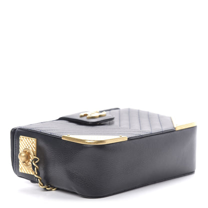 Chanel Calfskin Chevron Quilted Rock The Corner Minaudiere Bag Black 4 of 12