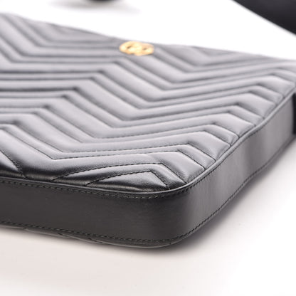 Gucci Calfskin Matelasse GG Marmont Flat Messenger Bag Black 9 of 15