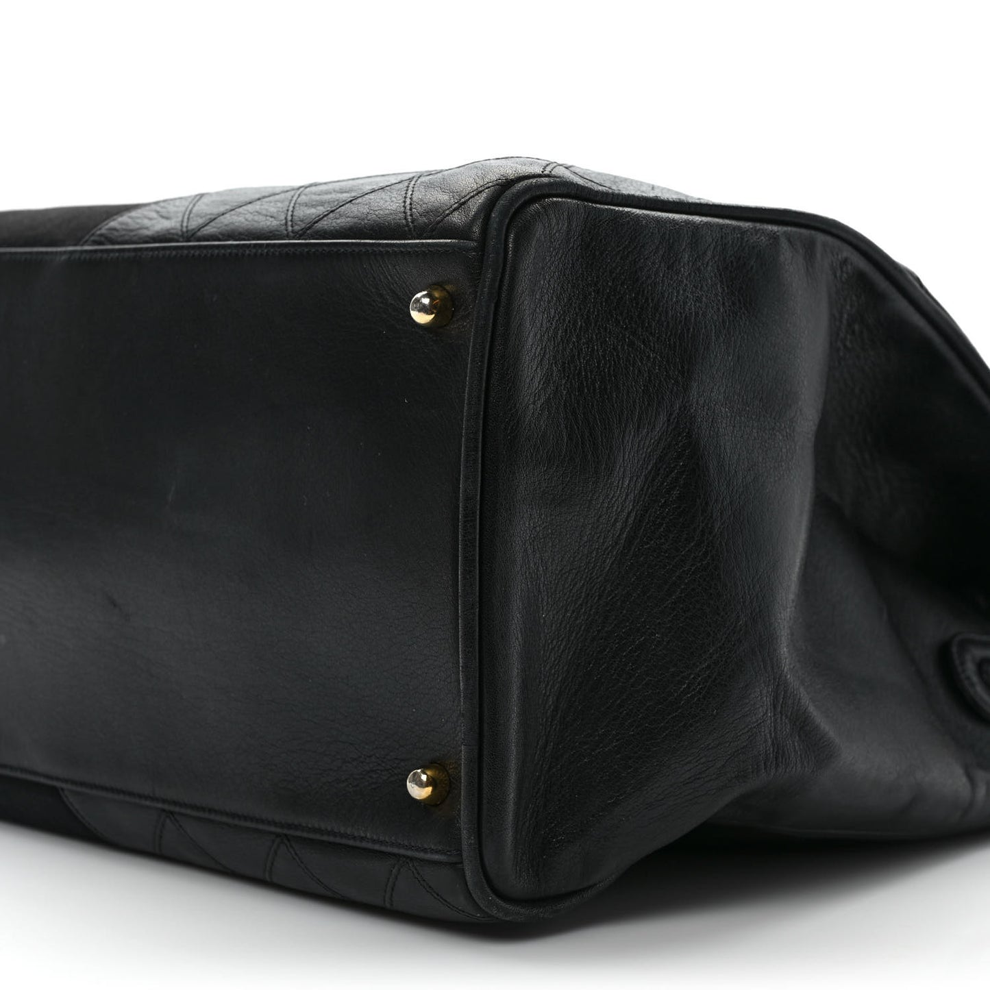 Canvas Lambskin Quilted Shopper Tote Black