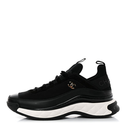 Chanel Velvet Calfskin Mixed Fibers CC Sneakers 38 Black 1 of 9