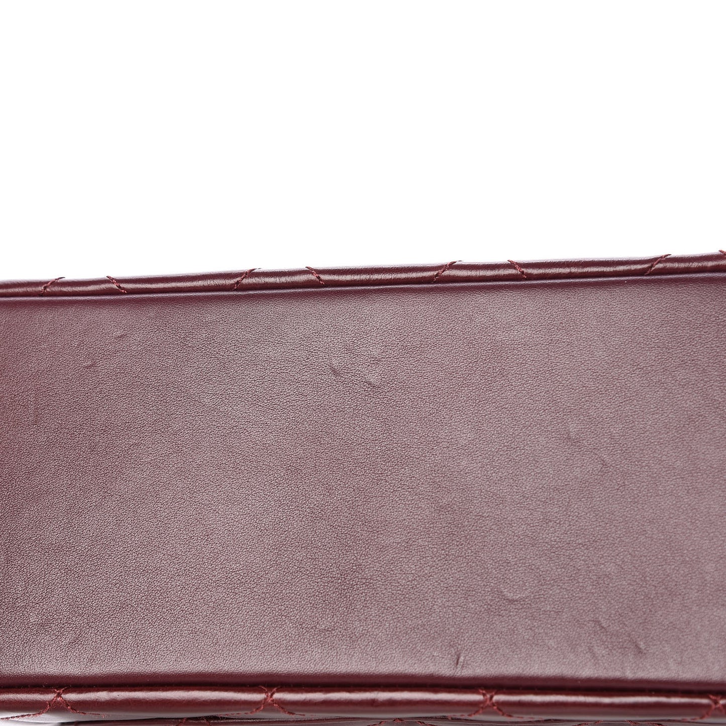 Calfskin Quilted Medium Gold Bar Top Handle Flap Burgundy