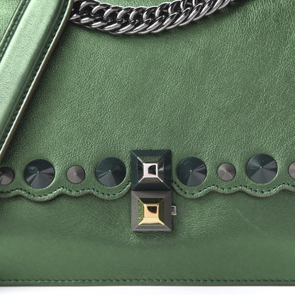 Fendi Vitello Catalan Mirror Scalloped Multi Studded Small Kan I Shoulder Bag Green 10 of 10