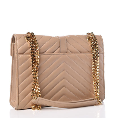 Saint Laurent Lambskin Matelasse Medium Monogram Satchel Dark Beige 4 of 12