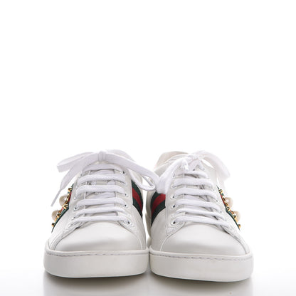 Gucci Calfskin Web Studded Ace Sneakers 37.5 White 2 of 9
