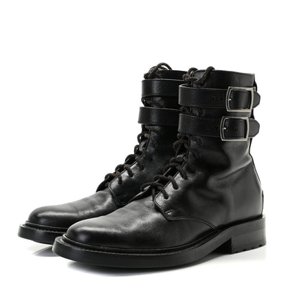 Saint Laurent Kangaroo Calfskin Embossed Army 20 Strap Boots 36.5 Black 4 of 9