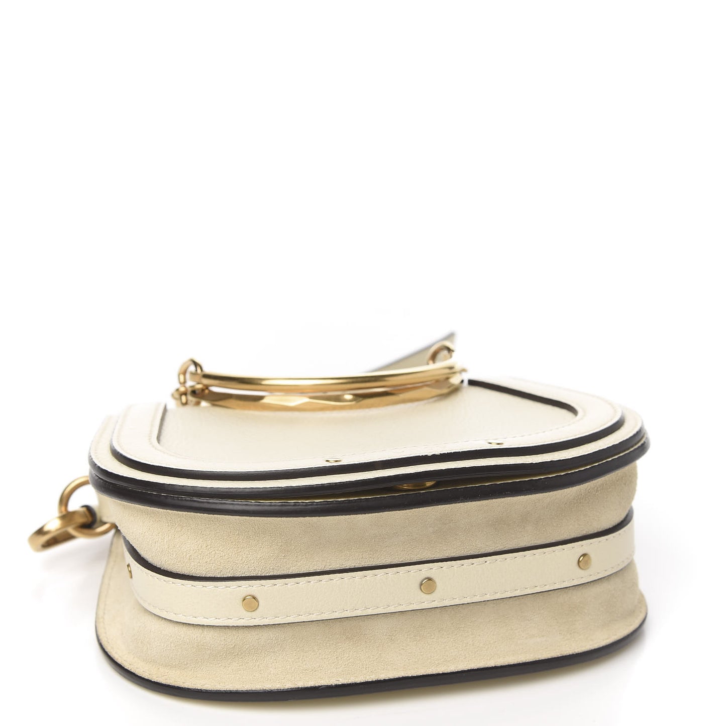 Calfskin Suede Small Nile Bracelet Bag Off White