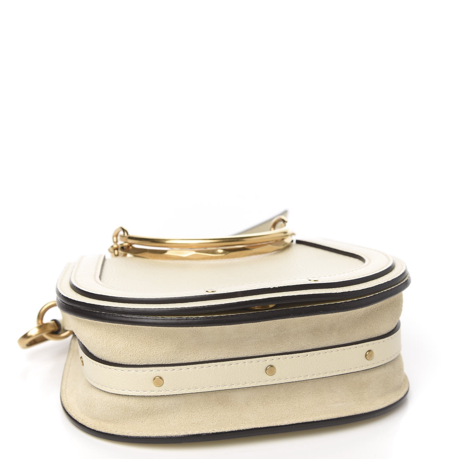 Chloe Calfskin Suede Small Nile Bracelet Bag Off White 3 of 8