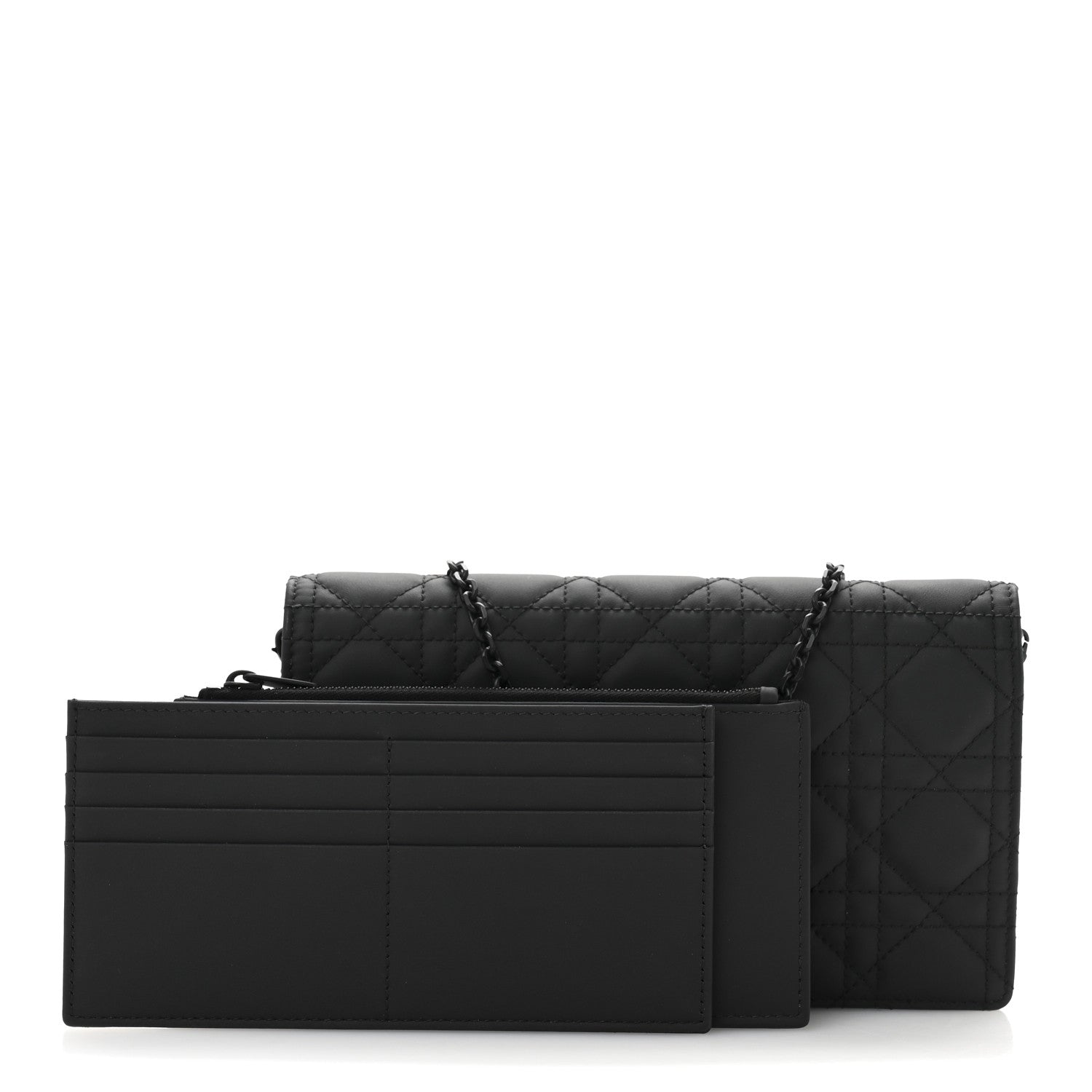 Christian Dior Ultra Matte Calfskin Cannage Lady Dior Clutch Black 3 of 12
