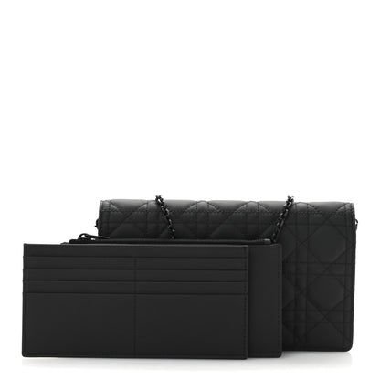 Christian Dior Ultra Matte Calfskin Cannage Lady Dior Clutch Black 3 of 12