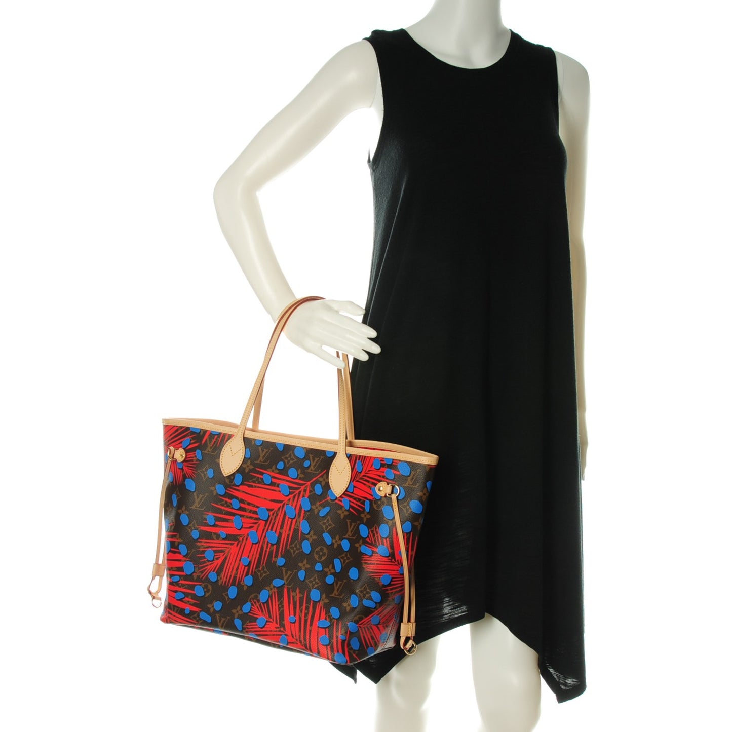 Monogram Jungle Dots Neo Neverfull MM Coquelicot Denim