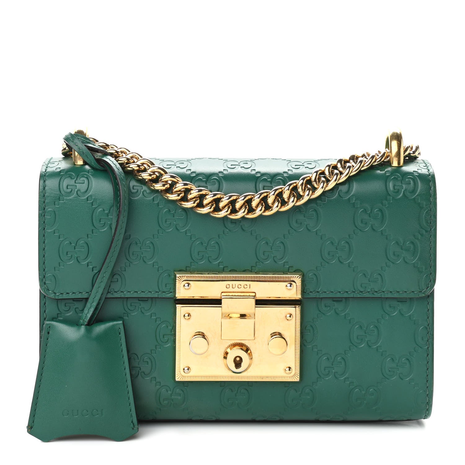 Gucci Guccissima Small Padlock Shoulder Bag Emerald 1 of 12