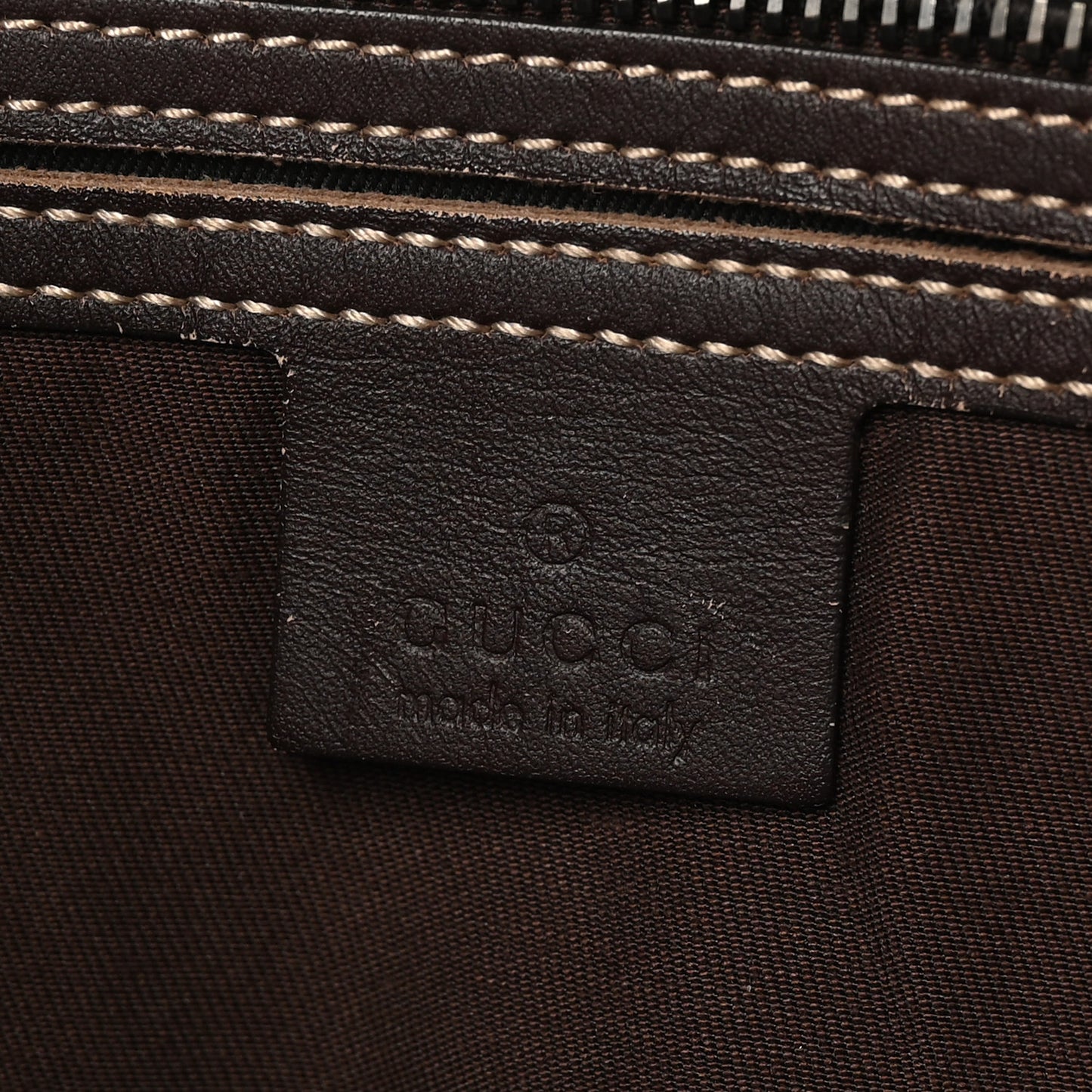 GG Supreme Monogram Medium Zippered Shopping Tote Dark Brown