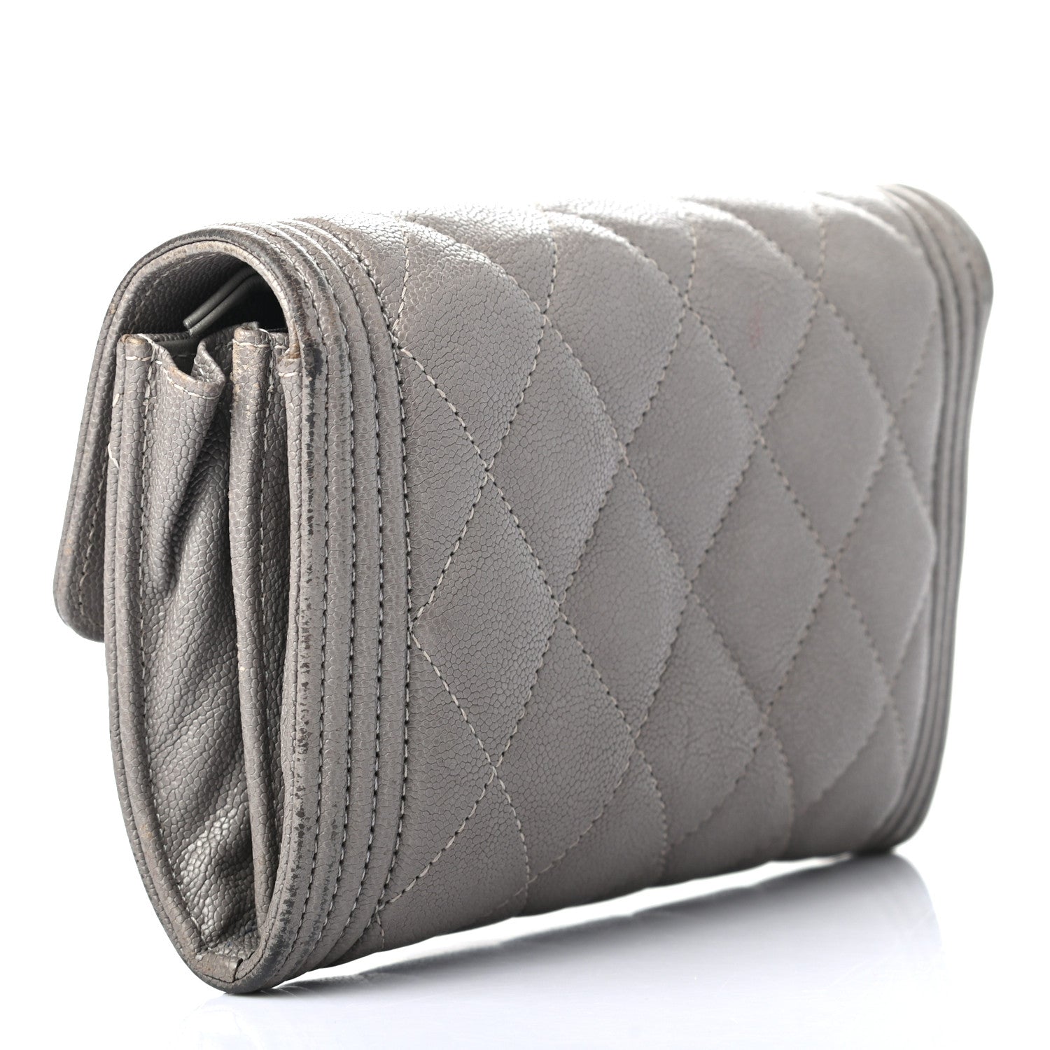 Chanel Caviar Quilted Medium Boy Flap Wallet Grey 3 of 12
