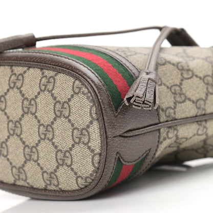 Gucci GG Supreme Monogram Web Mini Ophidia Bucket Bag Brown 10 of 11