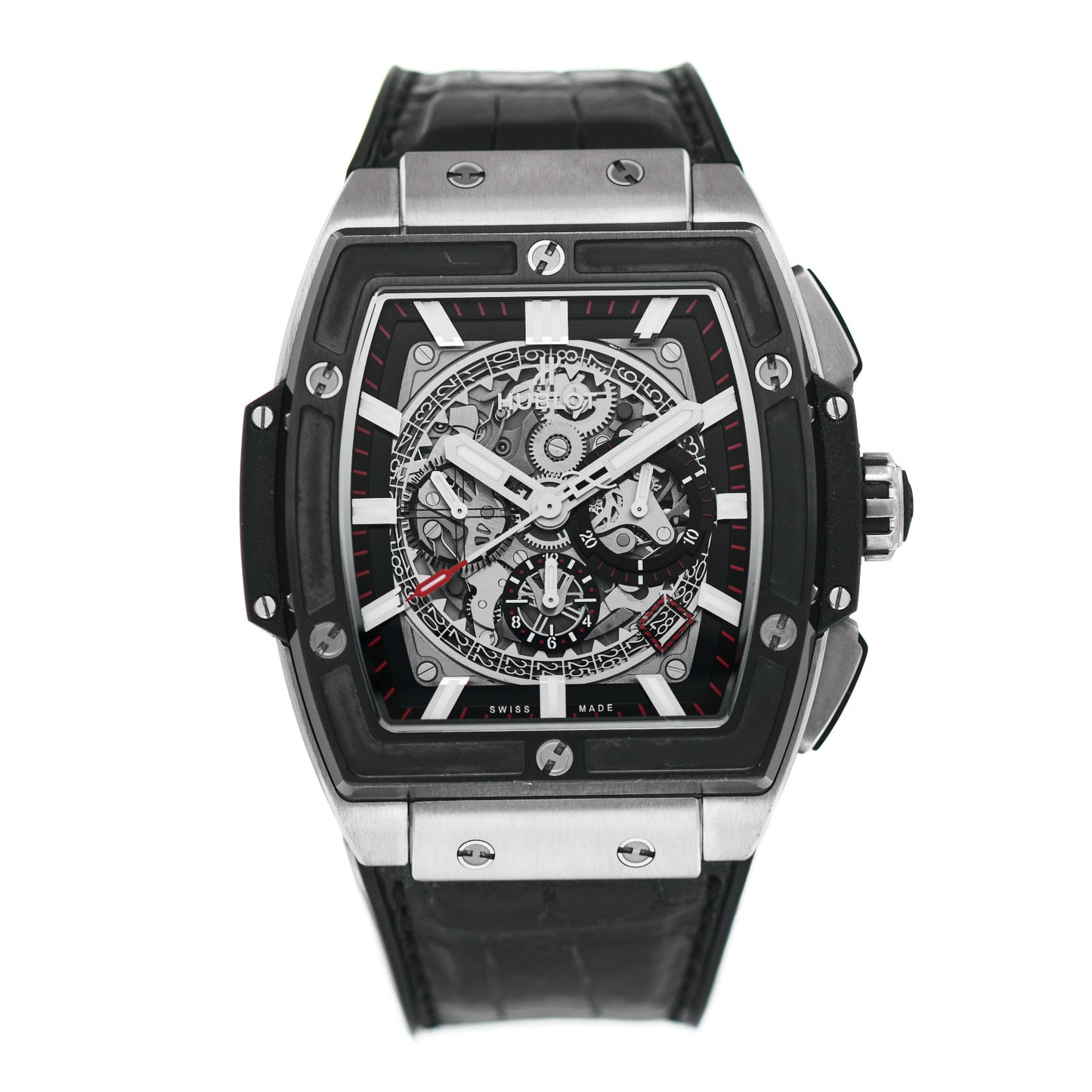 Titanium Ceramic Alligator 45mm Spirit of Big Bang Automatic Watch Black 641.NM.0173.LR