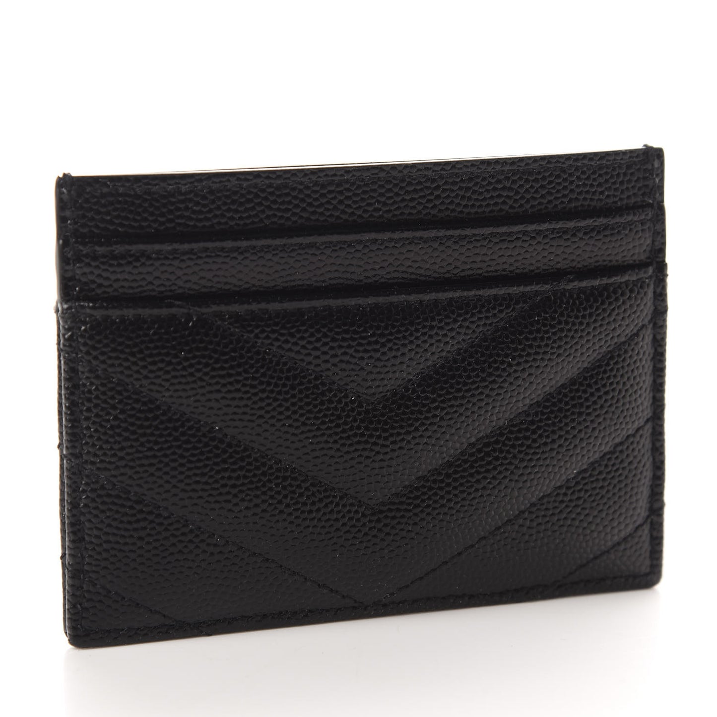 Grain De Poudre Matelasse Chevron Monogram Credit Card Case Black