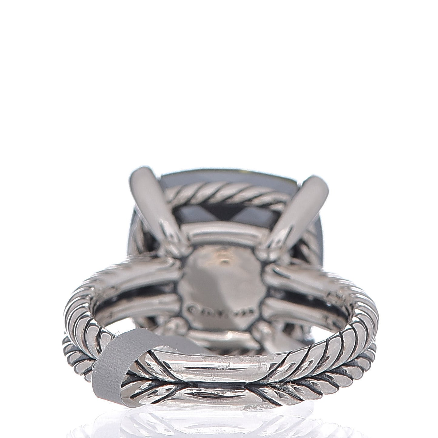 Sterling Silver Diamond Green Orchid 14mm Chatelaine Ring 54 7