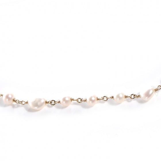 Chanel Pearl Crystal CC Ribbon Necklace Gold 3 of 5