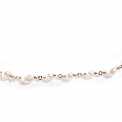 Chanel Pearl Crystal CC Ribbon Necklace Gold 3 of 5