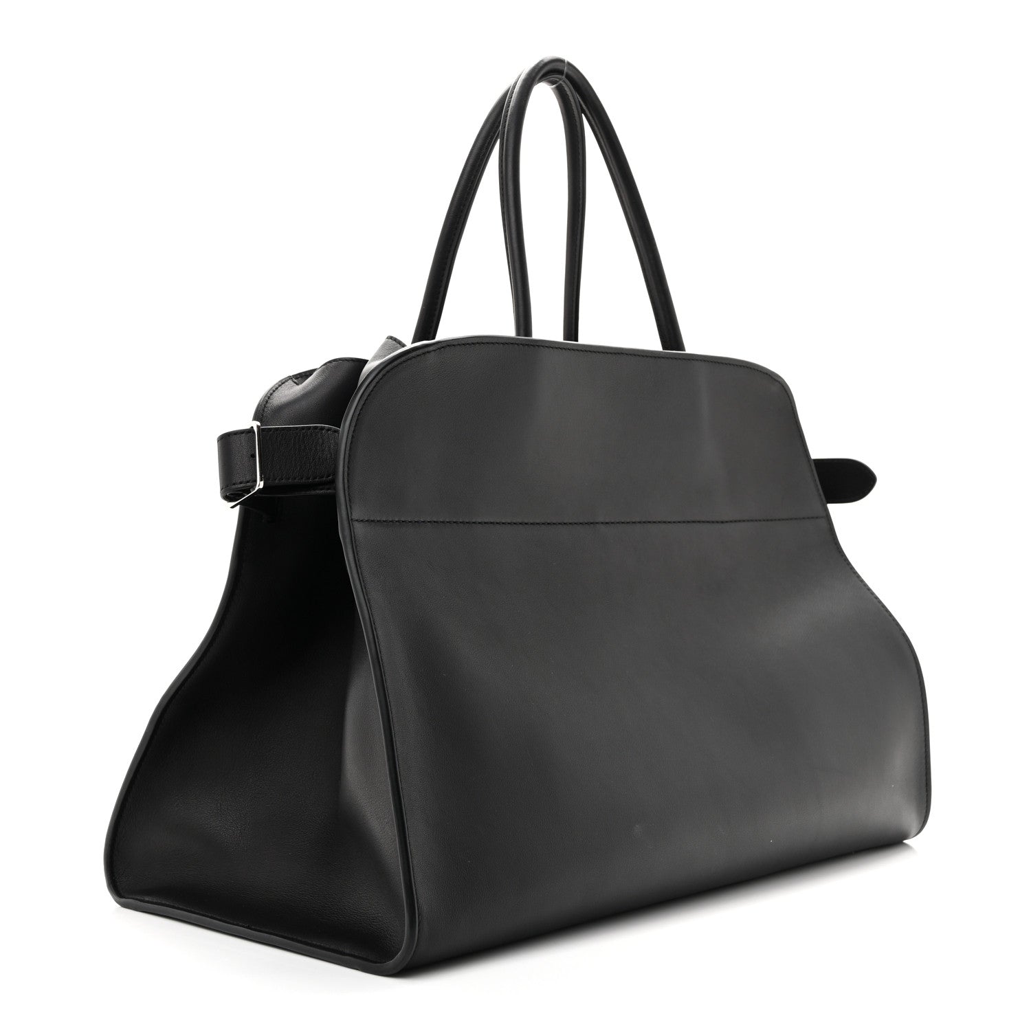 The Row Polished Saddle Calfskin Soft Margaux 17 Black 3 of 12