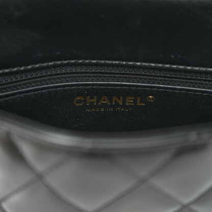 Chanel Shiny Lambskin Quilted Golden Links Top Handle Flap Black 6 of 13