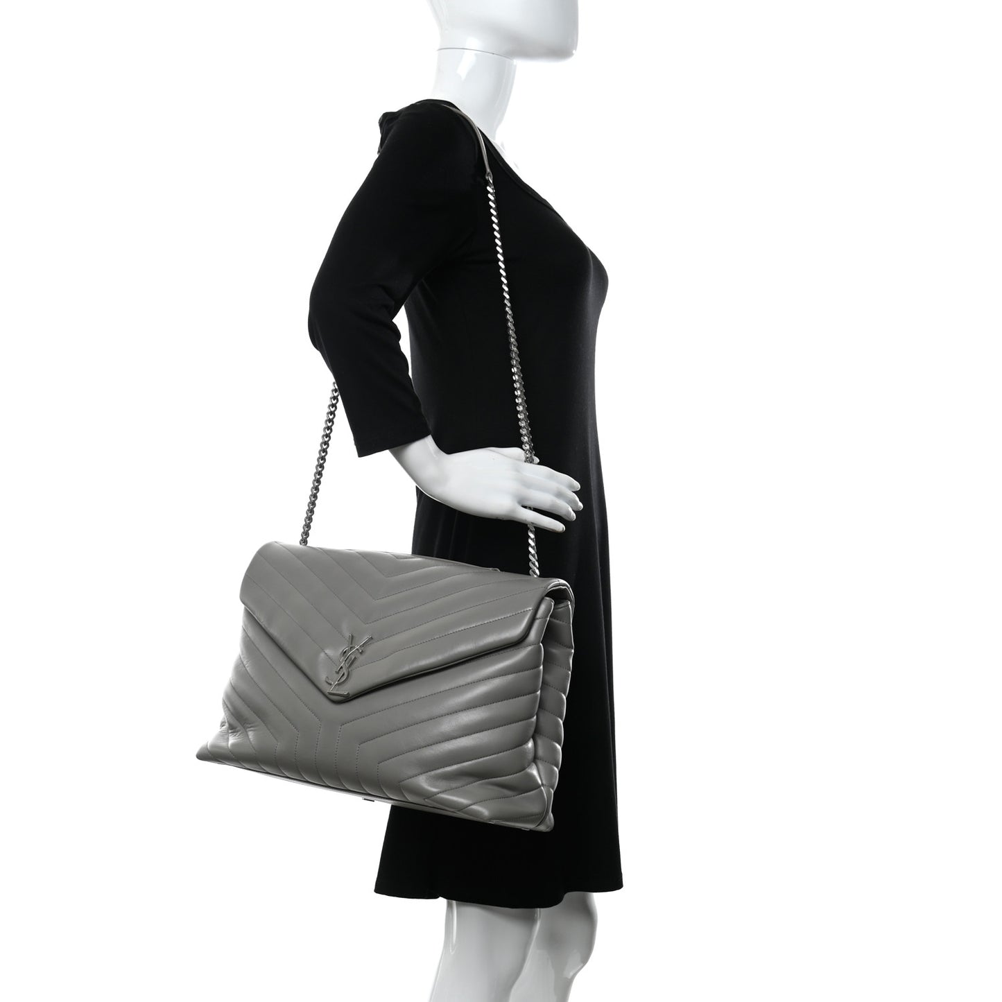 Calfskin Y Quilted Monogram Large Loulou Chain Satchel Earth