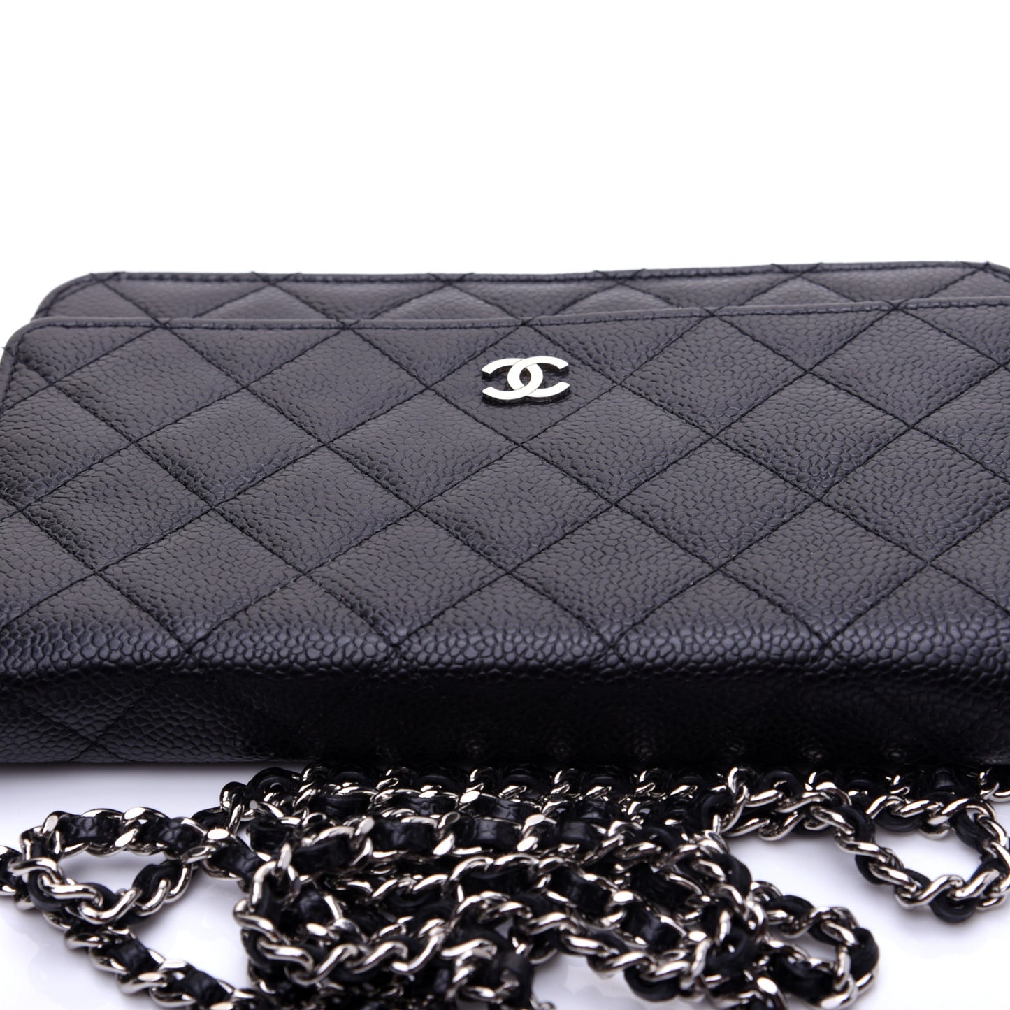 Caviar Quilted Wallet On Chain WOC Black