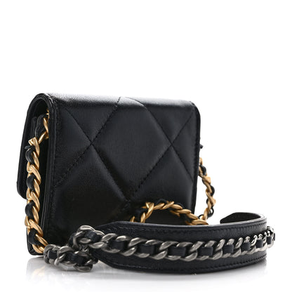 Chanel Lambskin Quilted Chanel 19 Flap Coin Purse With Chain Black 2 of 8