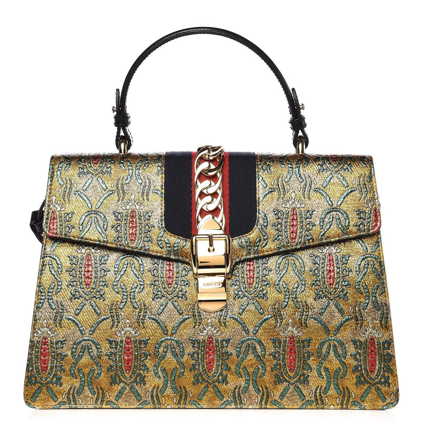 Iridescent Brocade Medium Sylvie Top Handle Bag Gold