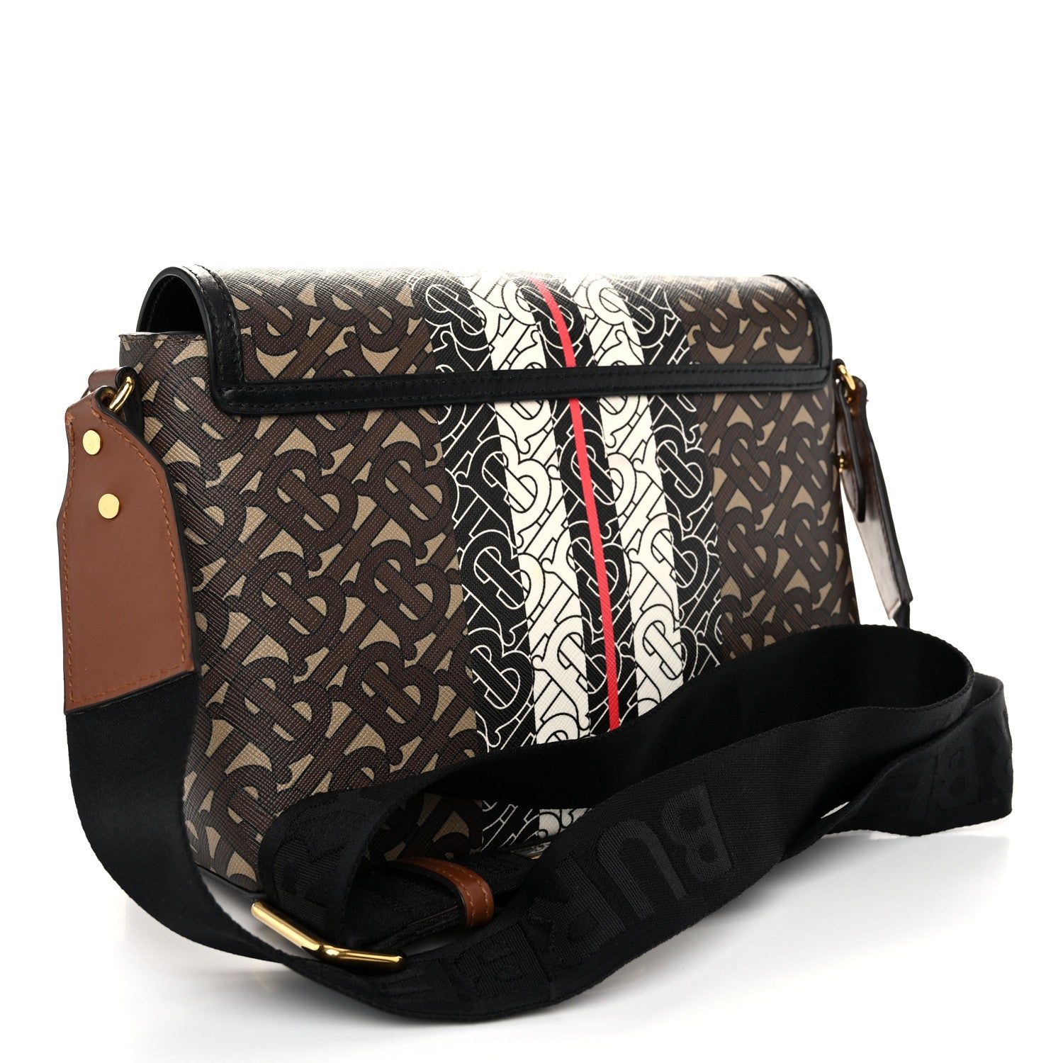 Burberry E-Canvas Monogram Stripe Note Crossbody Bag Bridle Brown 3 of 10