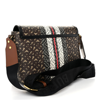 Burberry E-Canvas Monogram Stripe Note Crossbody Bag Bridle Brown 3 of 10