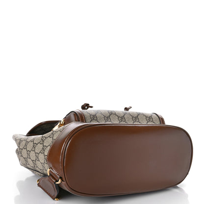 Gucci GG Supreme Monogram Azalea Calfskin Retro Interlocking G Buckle Backpack Beige Ebony Brown Sugar 4 of 9