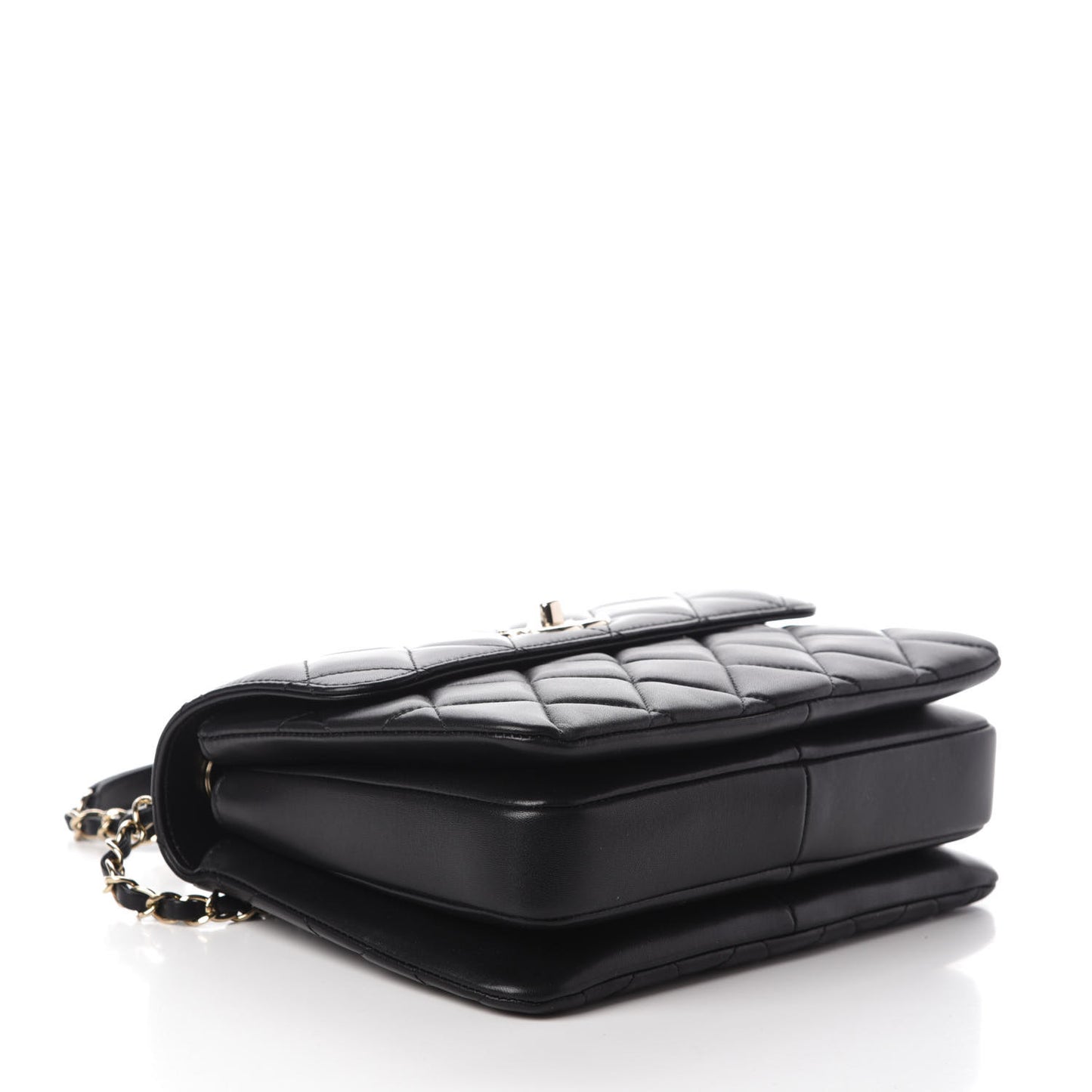 Lambskin Quilted Small Trendy CC Dual Handle Flap Bag Black
