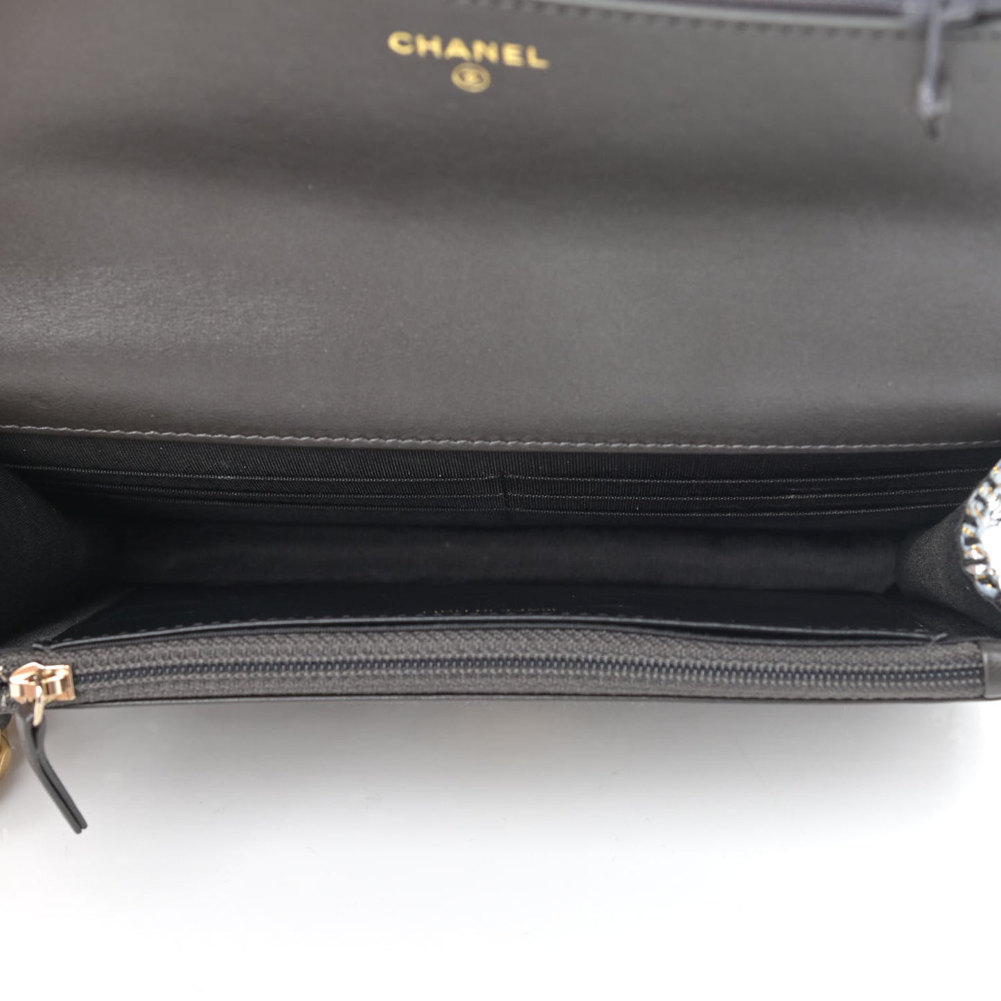 Sequin Quilted Chanel 19 Wallet On Chain WOC Silver