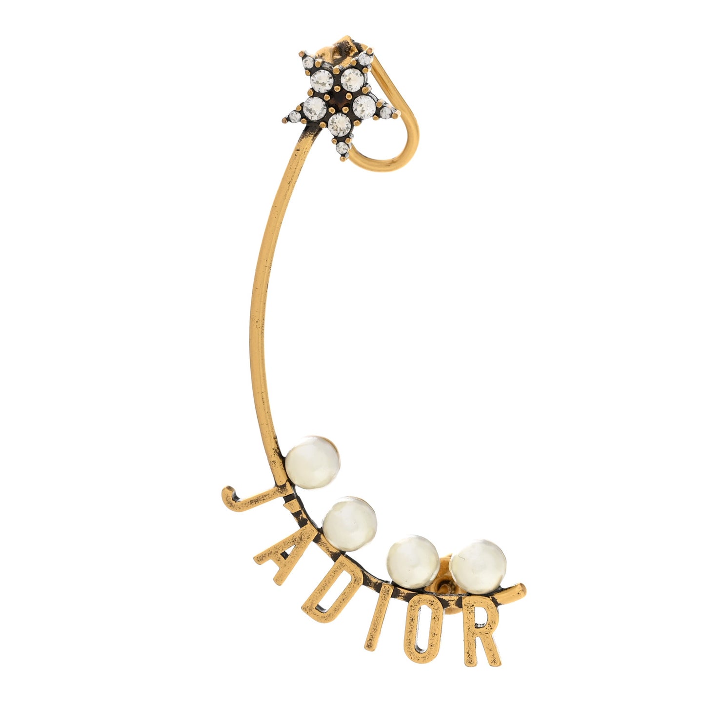Pearl Crystal J'Adior Star Ear Cuff Gold White