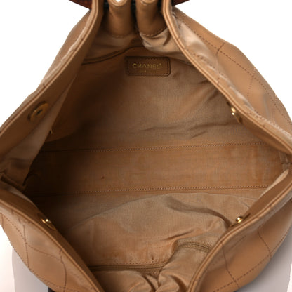 Chanel Lambskin Stitched Large Wood Handle Bag Beige 4 of 9