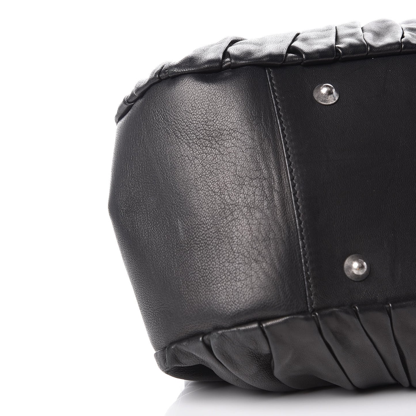 Lambskin Plisse Pleated Frame Satchel Black