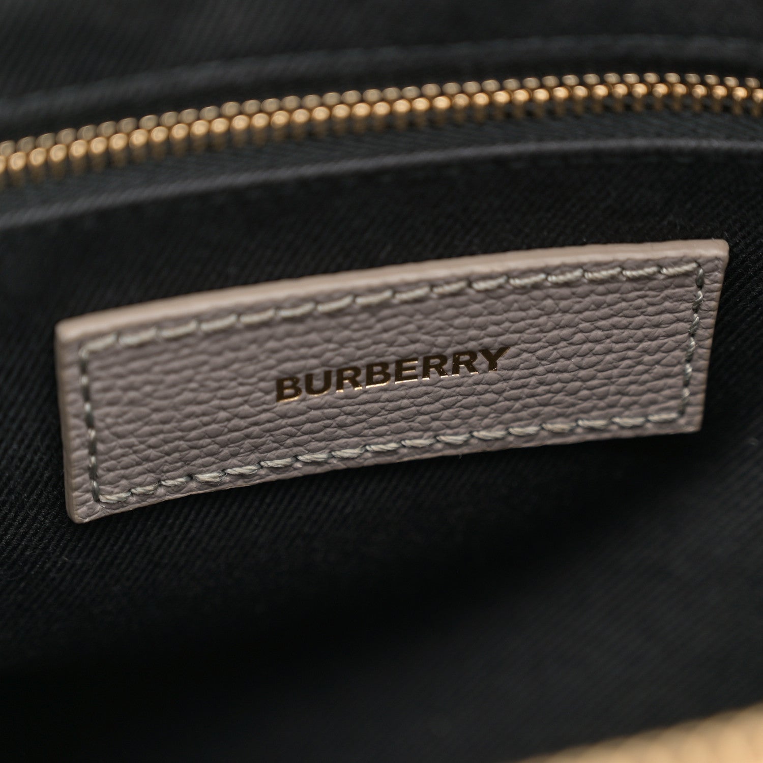 Burberry Grainy Calfskin House Check Medium Banner Tote Taupe Brown 6 of 10